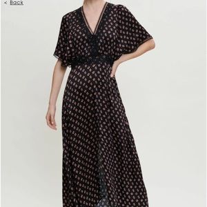 Maje printed with maje logo long silk dress